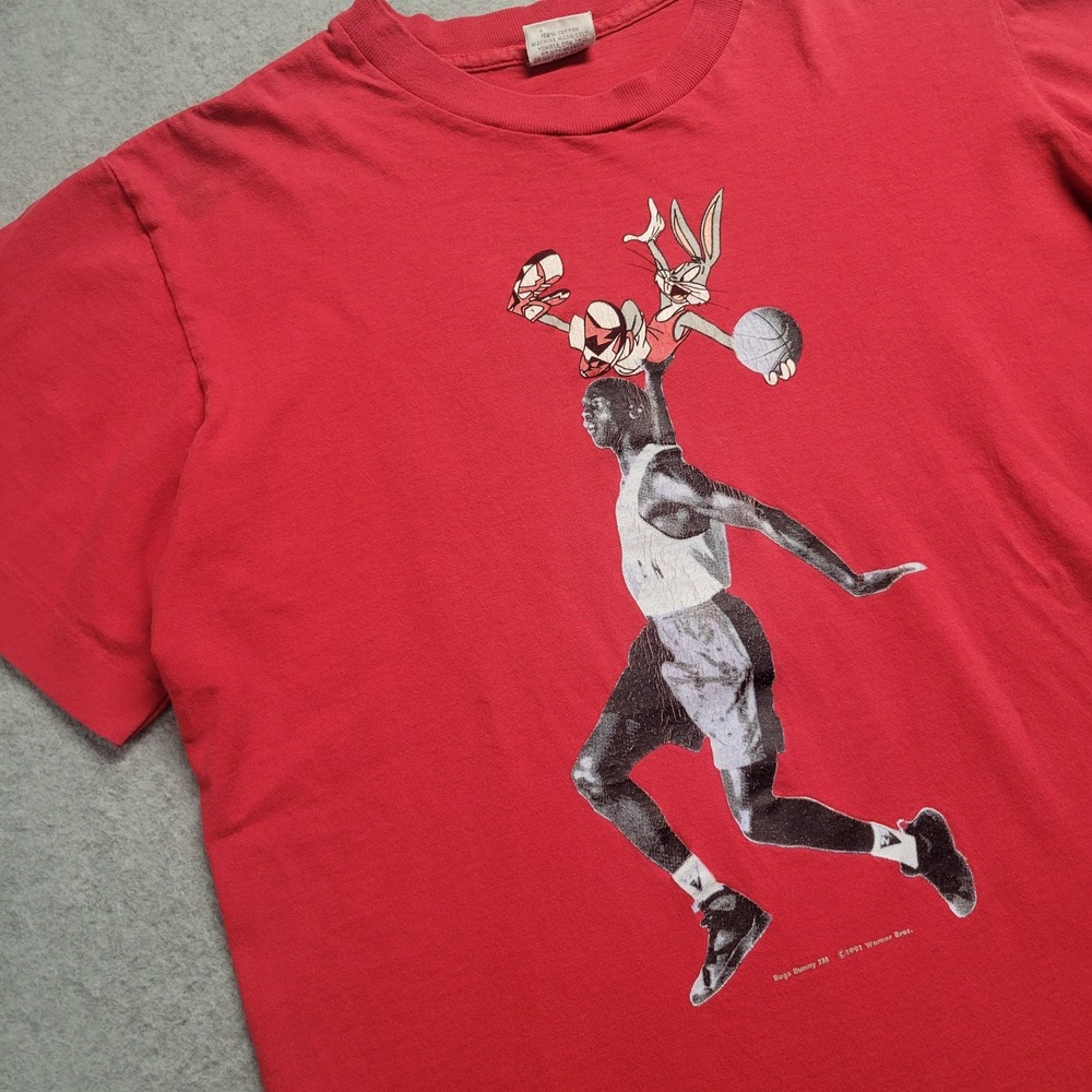 Vintage Hare Jordan & Air Jordan T-Shirt Nike Size Large Youth Red Rare 90s
